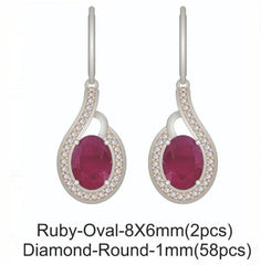 14K Gold Semi Mount Earrings Setting Oval OV 8x6mm Halo Leverback Diamond Accent DHJ
