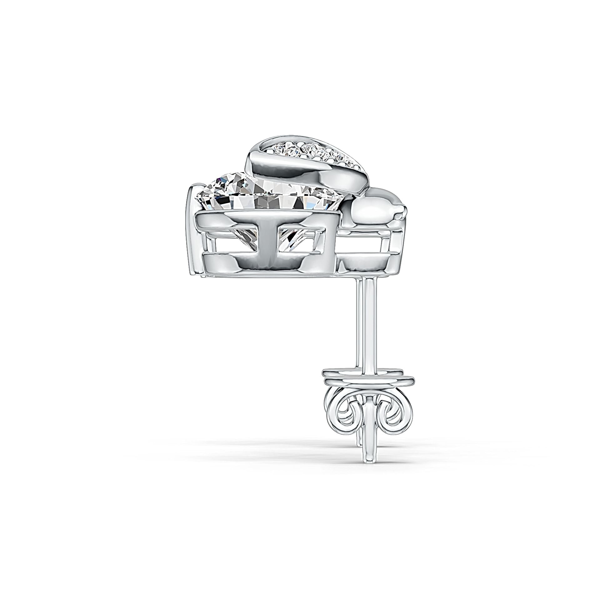 Platinum Semi Mount Earrings Setting Round RD 8x8mm Diamond Accent DHJ