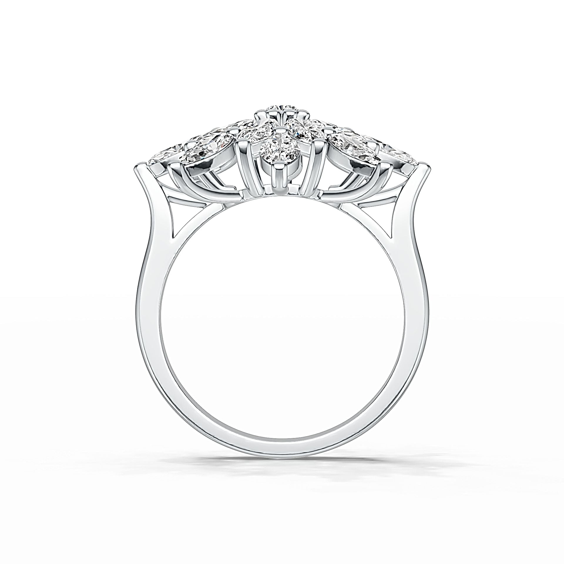 18K Gold Semi Mount Ring Setting Marquise MQ 6X3mm Diamond Accent DHJ