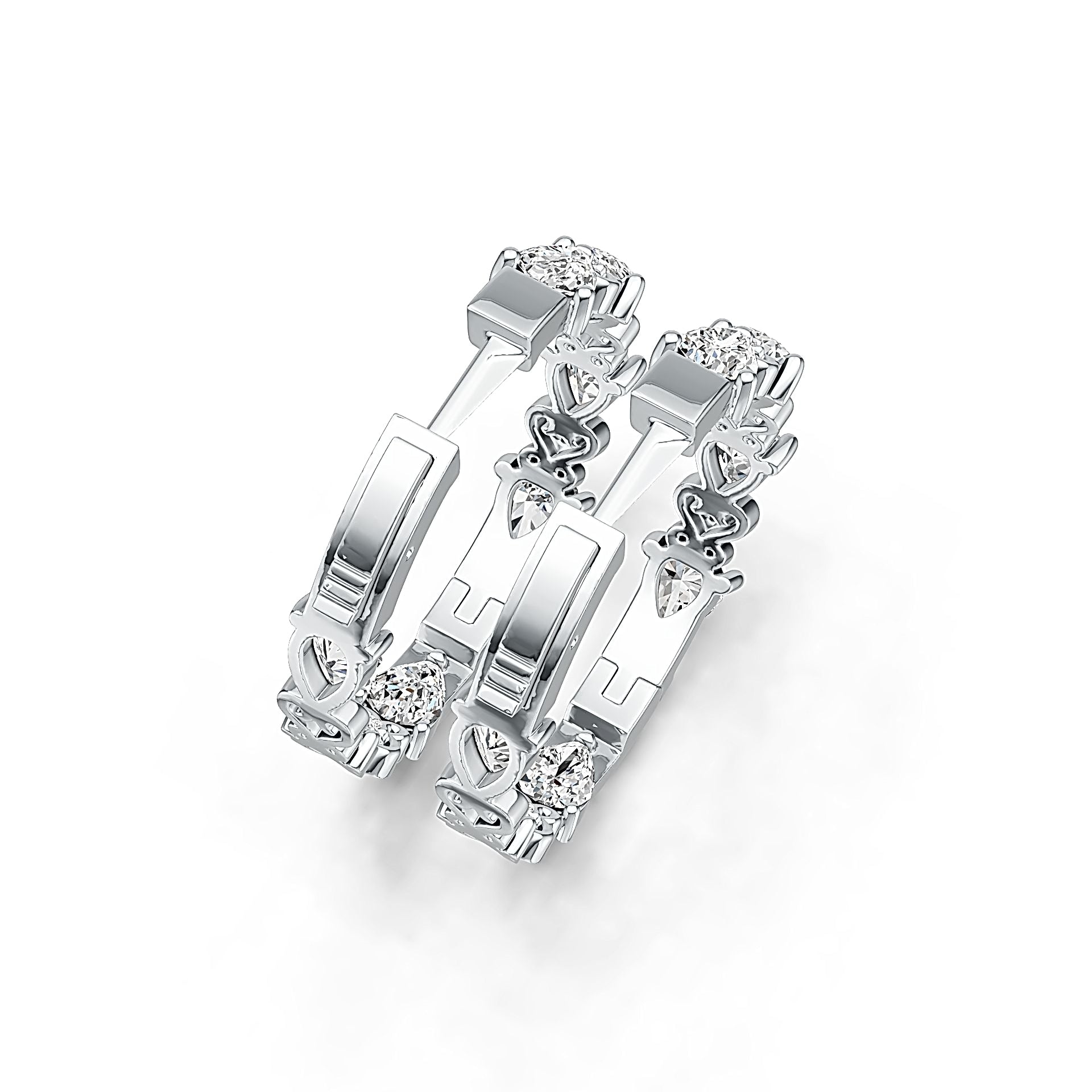 Sterling Silver Semi Mount Earrings Setting Pear PE 6X4mm with White Topaz DHJ