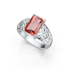 Sterling Silver Semi Mount Ring Setting OCT Emerald 12x8mm Art Deco Syzjewelry