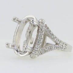 Platinum Semi Mount Ring Setting Oval OV 18x13mm Split Shank Diamond Accent Syzjewelry