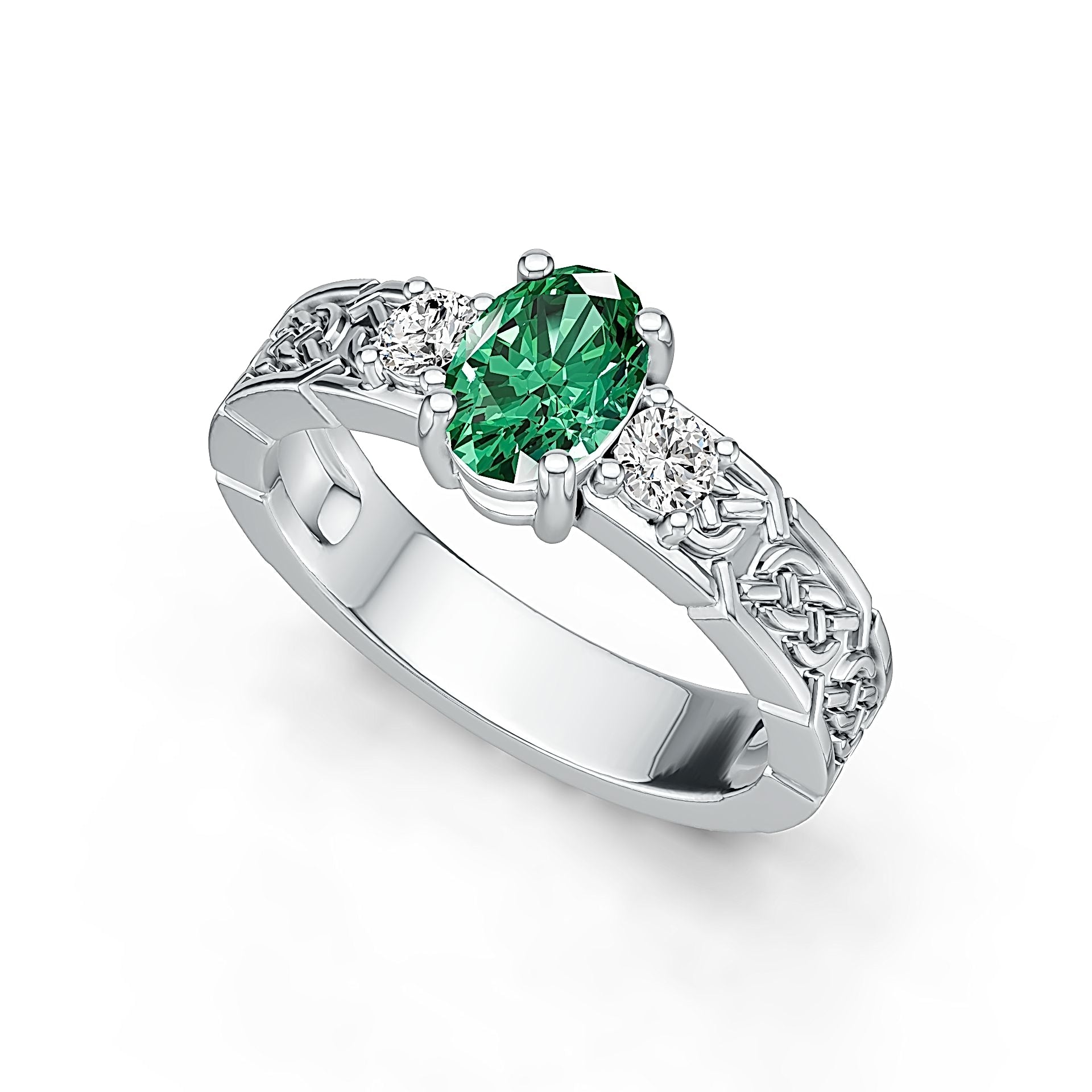 Sterling Silver Semi Mount Ring Setting Oval OV 7x5mm 3 Stone Celtick Knot Shank Etsy