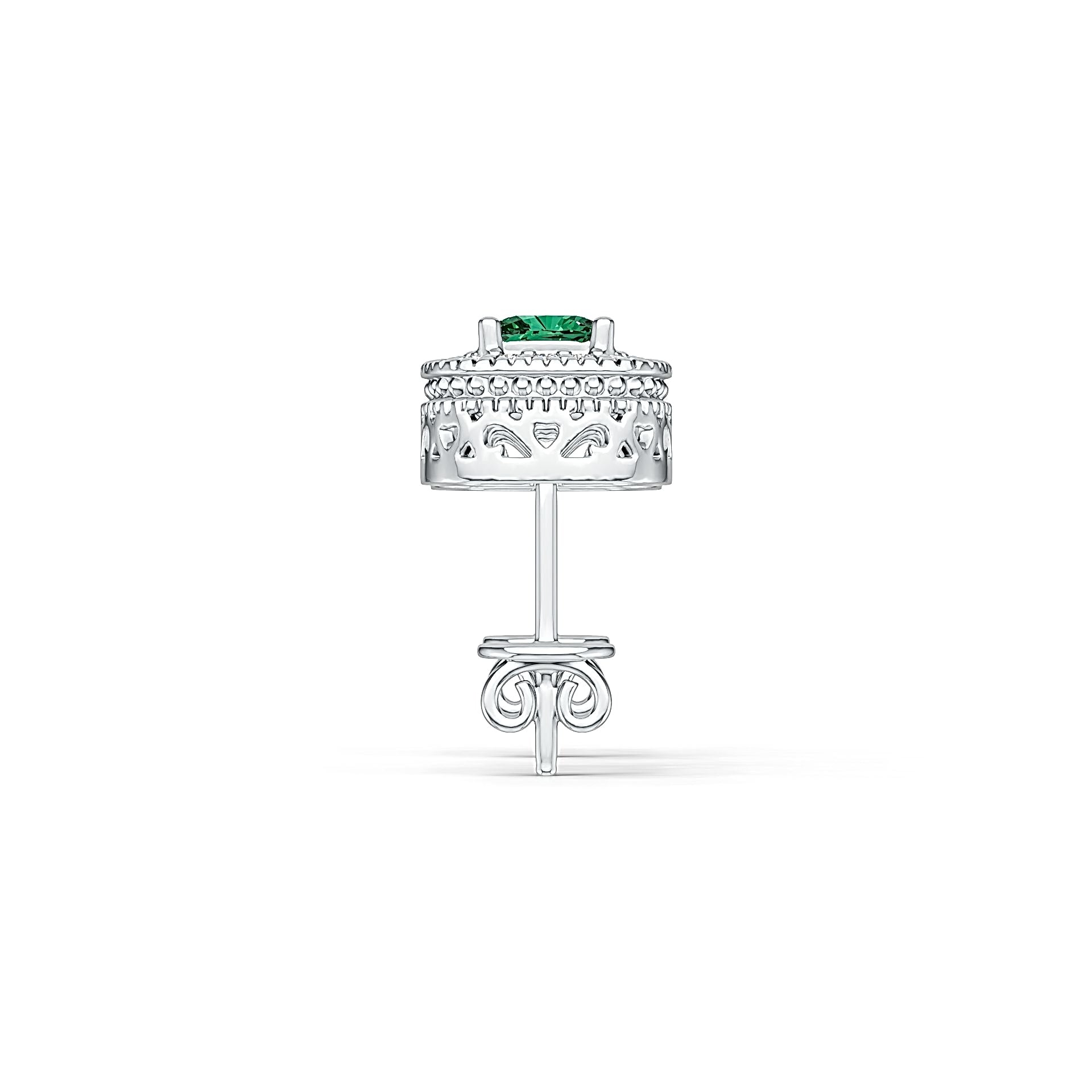 Platinum Semi Mount Earrings Setting Cushion CU 5X5mm with White Topaz Diamond Accent DHJ