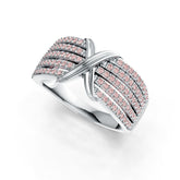Sterling Silver Ring Crossover Multi-Row with White Topaz or Moissanite Syzjewelry