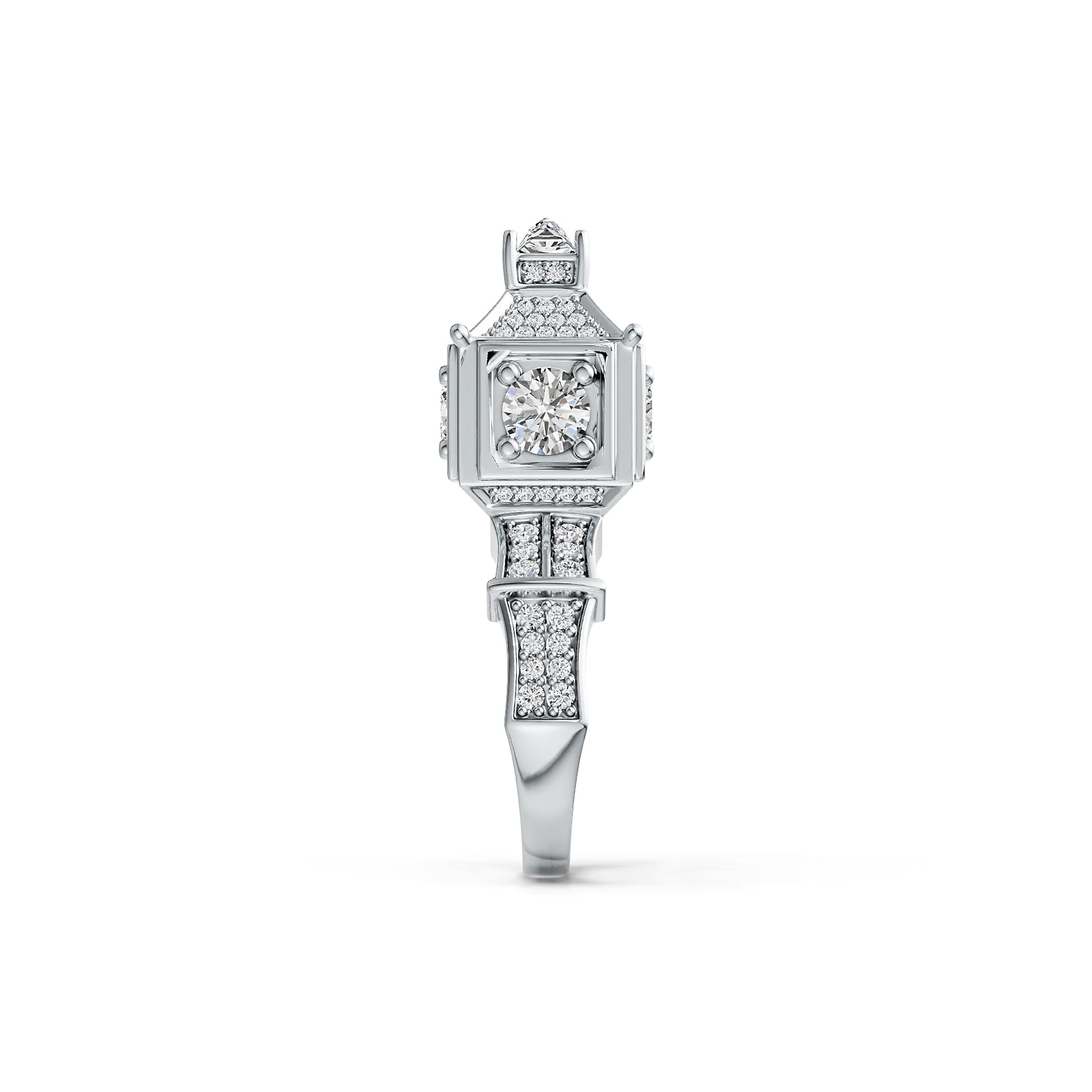 Platinum Semi Mount Ring Setting Round RD 5x5mm SQ 4x4mm Diamond Accent DHJ