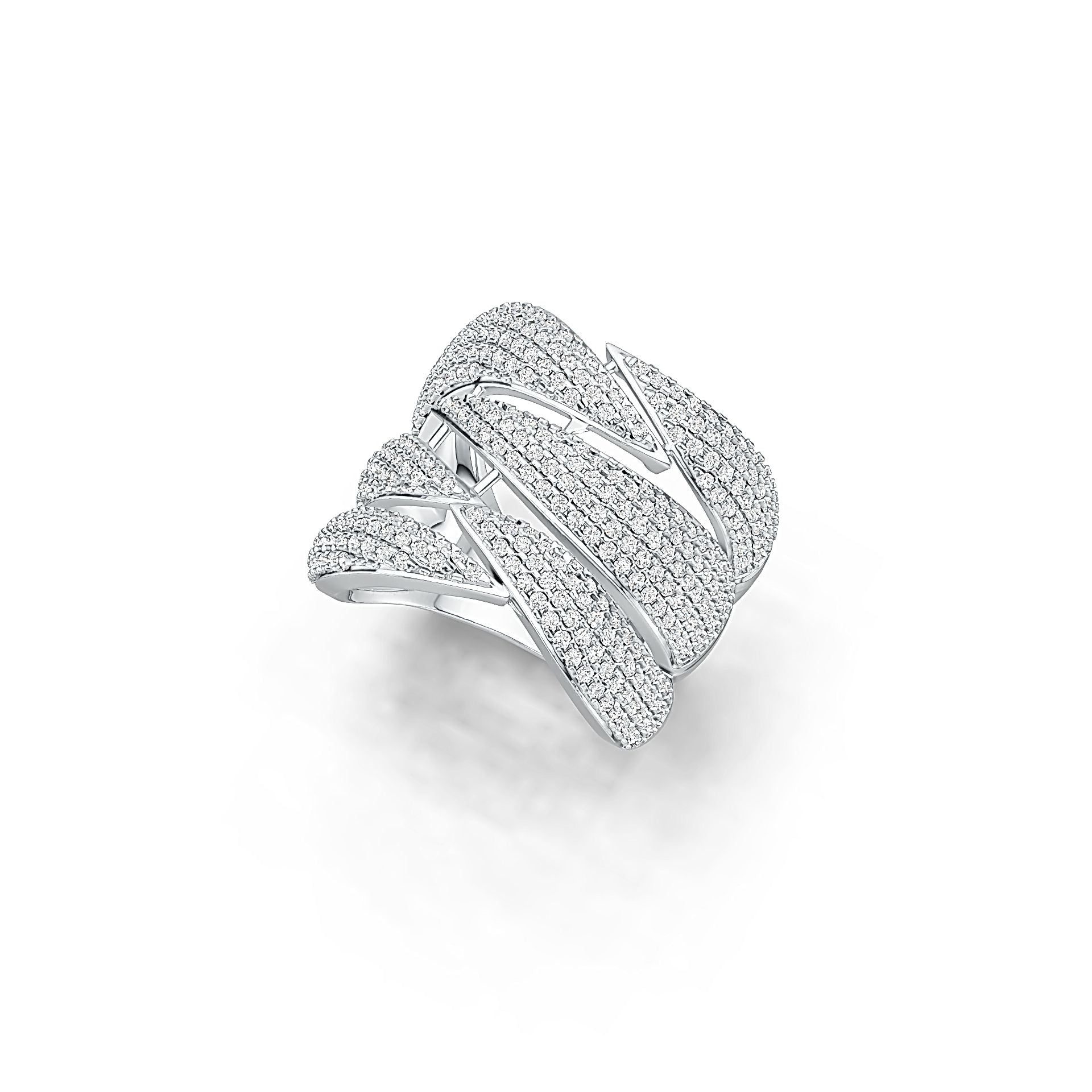 Sterling Silver Cluster Cocktail Ring with White Topaz or Moissanite DHJ