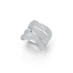 Sterling Silver Cluster Cocktail Ring with White Topaz or Moissanite DHJ