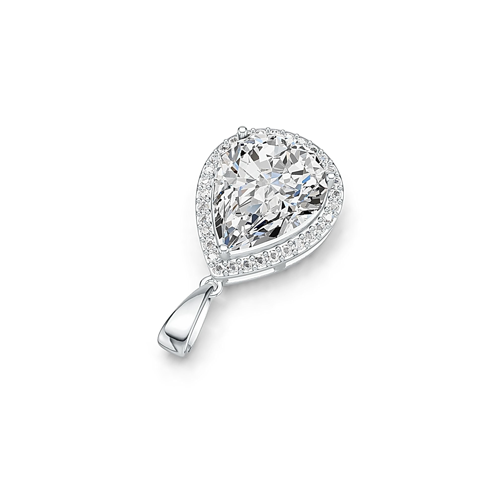 10K Gold Semi Mount Pendant Setting Pear PE 12x8mm W/ White Topaz Syzjewelry