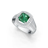 Sterling Silver Semi Mount Ring Setting Emerald OCT 9X8MM Halo Syzjewelry