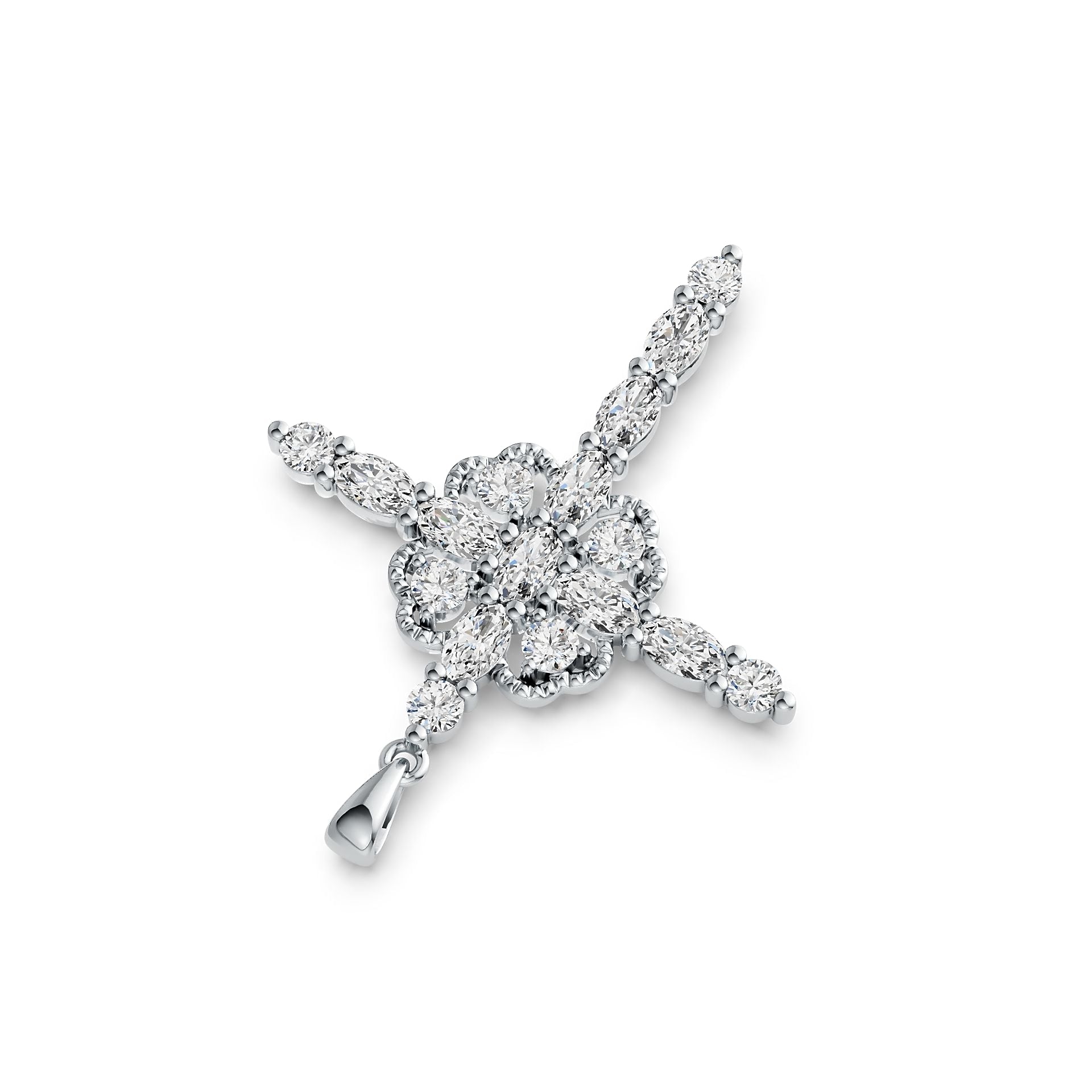 Sterling Silver Semi Mount Pendant Setting Oval OV 5x3mm RD 3x3mm DHJ