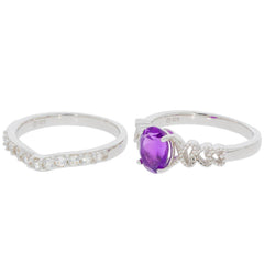 2 piece Set 10K Gold Semi Mount Ring Setting OV 8x6mm White To Moissanite Accent Syzjewelry