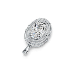 Sterling Silver Semi Mount Pendant Setting Oval OV 14X10mm Triple Halo DHJ