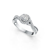 Sterling Silver Semi Mount Ring Setting Round RD 5x5mm with White Topaz Halo Twist Band DHJ