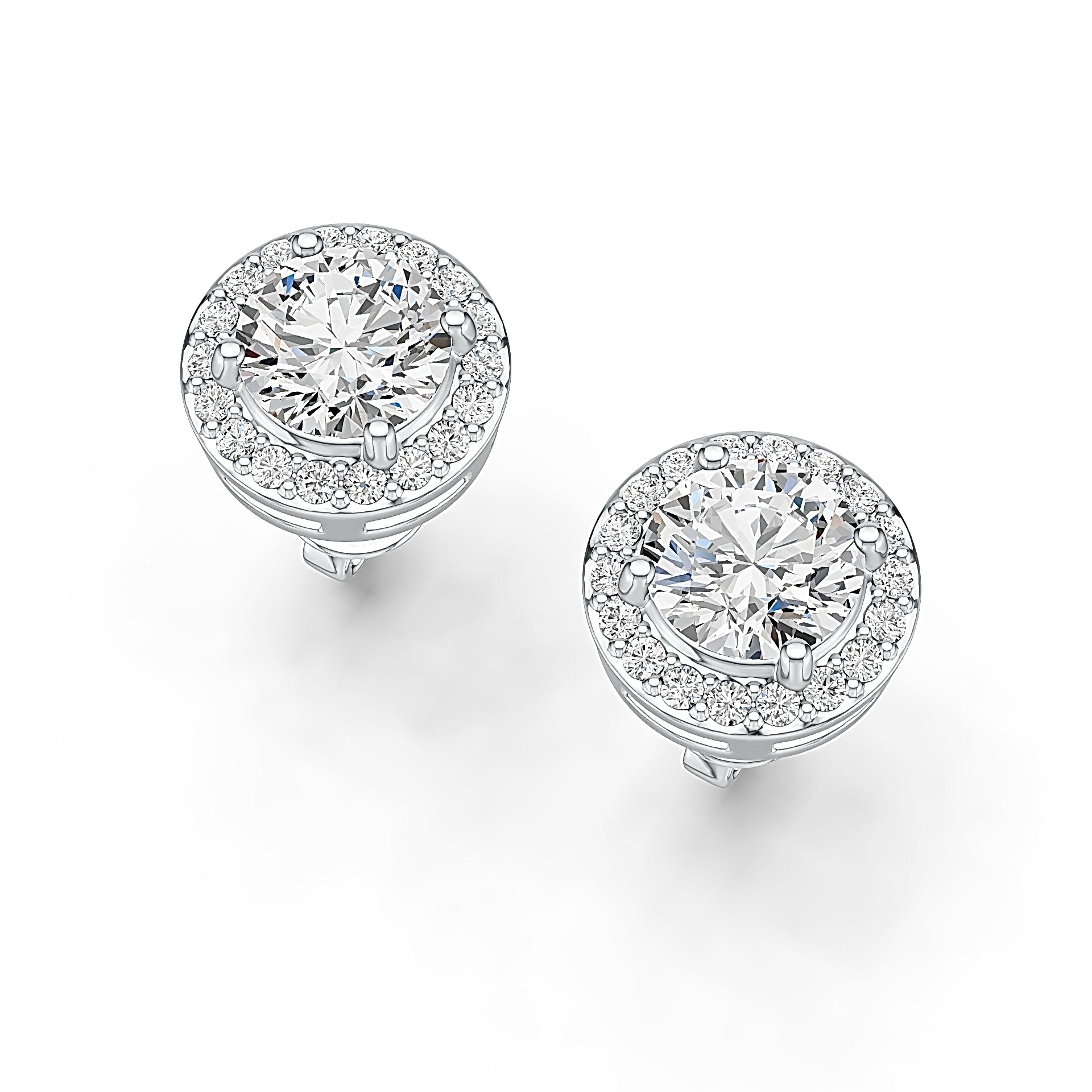 Sterling Silver Semi Mount Earrings Setting Round RD 6x6mm Halo Stud DHJ