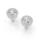 Sterling Silver Semi Mount Earrings Setting Round RD 6x6mm Halo Stud DHJ