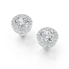 Sterling Silver Semi Mount Earrings Setting Round RD 6x6mm Halo Stud DHJ