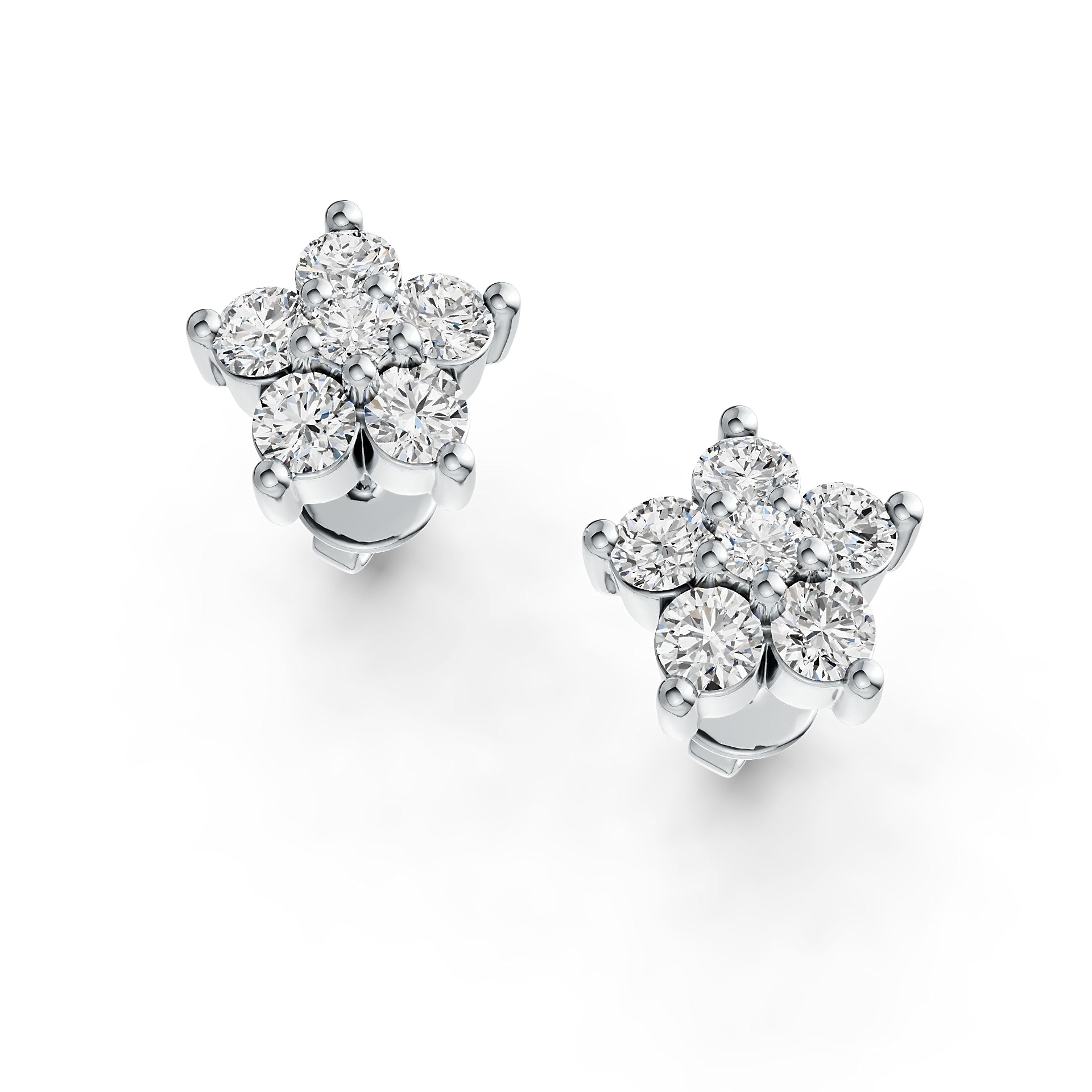 Sterling Silver Earrings with White Topaz or Moissanite Star Theme DHJ