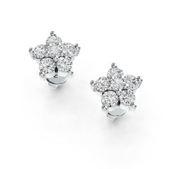 Sterling Silver Earrings with White Topaz or Moissanite Star Theme DHJ