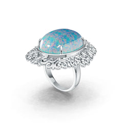 Sterling Silver Semi Mount Ring Setting Oval OV 21X16.5mm Cabochon DHJ