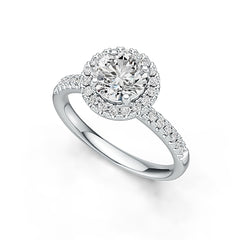 Sterling Silver Semi Mount Ring Setting Round RD 6.5x6.5mm Hidden Halo Engagement Ring DHJ