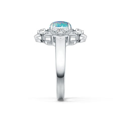 Platinum Semi Mount Ring Setting Oval OV 8X6mm Cabochon Diamond Accent DHJ