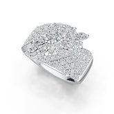 Sterling Silver Cluster Cocktail Ring with White Topaz or Moissanite DHJ