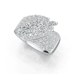 Sterling Silver Cluster Cocktail Ring with White Topaz or Moissanite DHJ