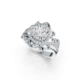 Sterling Silver Semi Mount Ring Setting RD 8x8mm Bypass Ring Halo White Topaz Syzjewelry