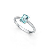 Sterling Silver Semi Mount Ring Setting Emerald OCT 7X5mm with White Topaz DHJ