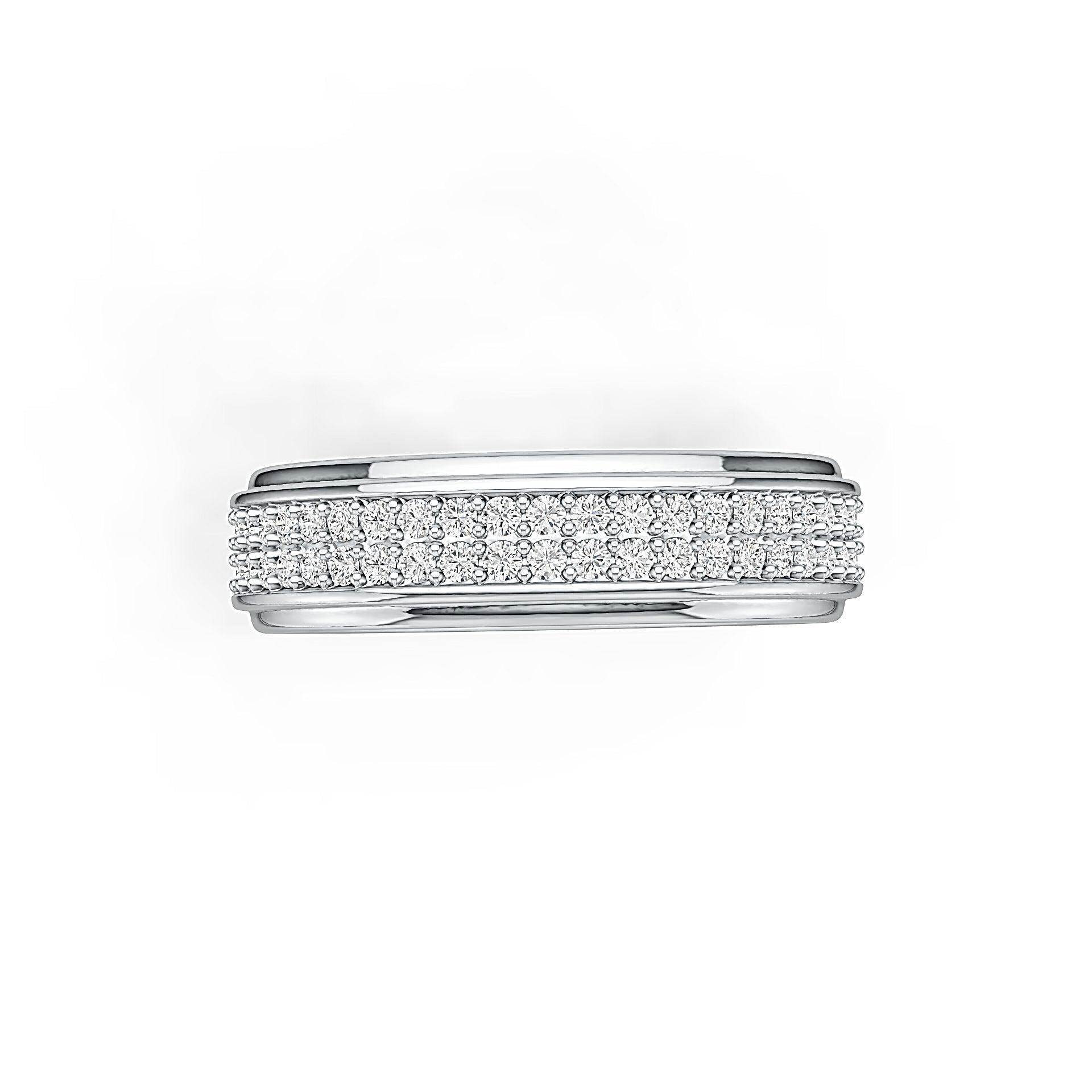 Men's Platinum Pave Band Ring with White Topaz or Moissanite Diamond Accent DHJ