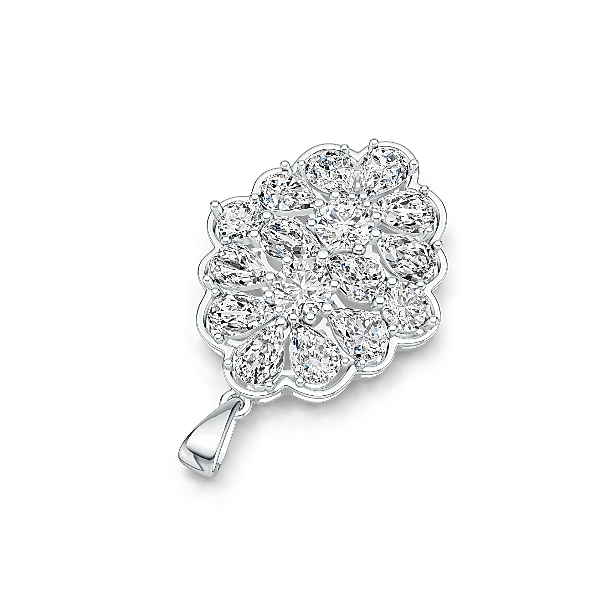 Sterling Silver Semi Mount Pendant Setting Pear PE 7X5mm RD 6Xmm RD 5X5mm DHJ