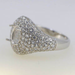 Platinum Semi Mount Ring Setting OV 8X6mm White Top Diamond Accent Syzjewelry