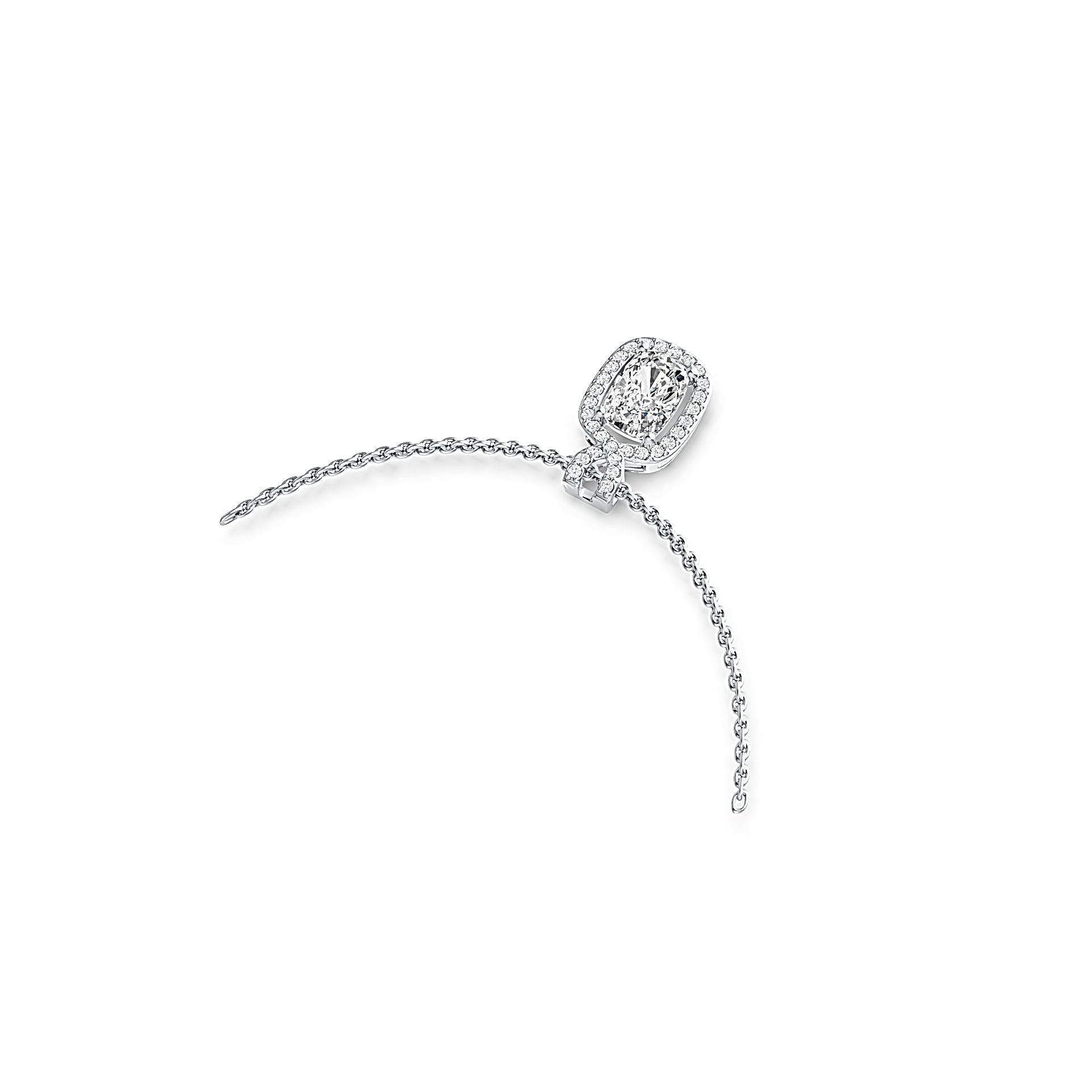 18K Gold Semi Mount Pendant Setting Cushion CU 7X5mm Halo Diamond Accent DHJ