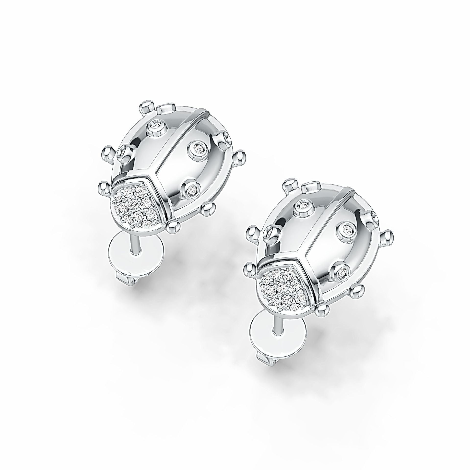 10K Gold Semi Mount Earrings Setting Round RD 1.1mm Moissanite Accent DHJ