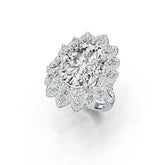 Sterling Silver Semi Mount Ring Setting Oval OV 16X12mm Flower Theme DHJ