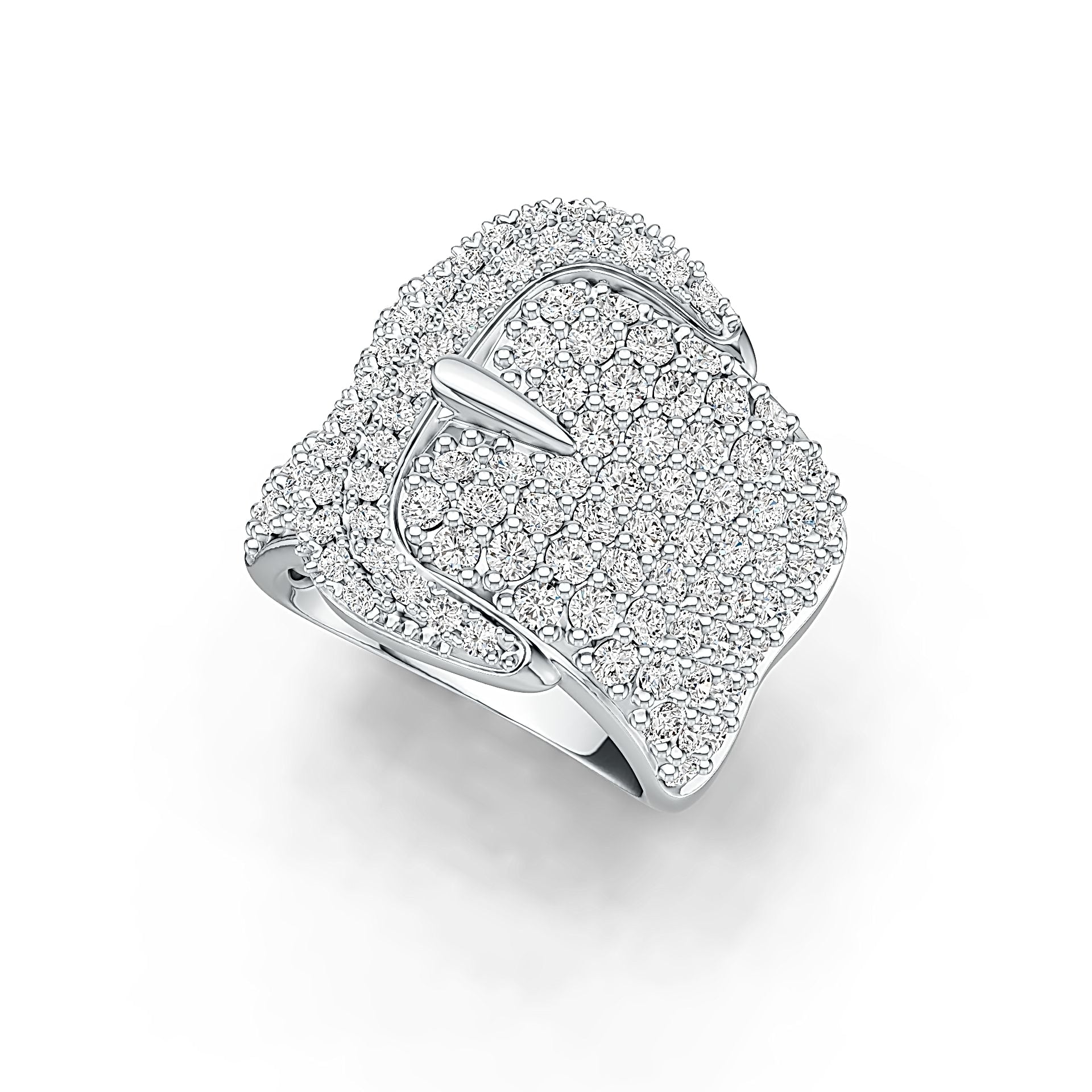 Sterling Silver Ring Buckle Belt Theme with White Topaz or Moissanite Syzjewelry