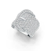 Sterling Silver Ring Buckle Belt Theme with White Topaz or Moissanite Syzjewelry