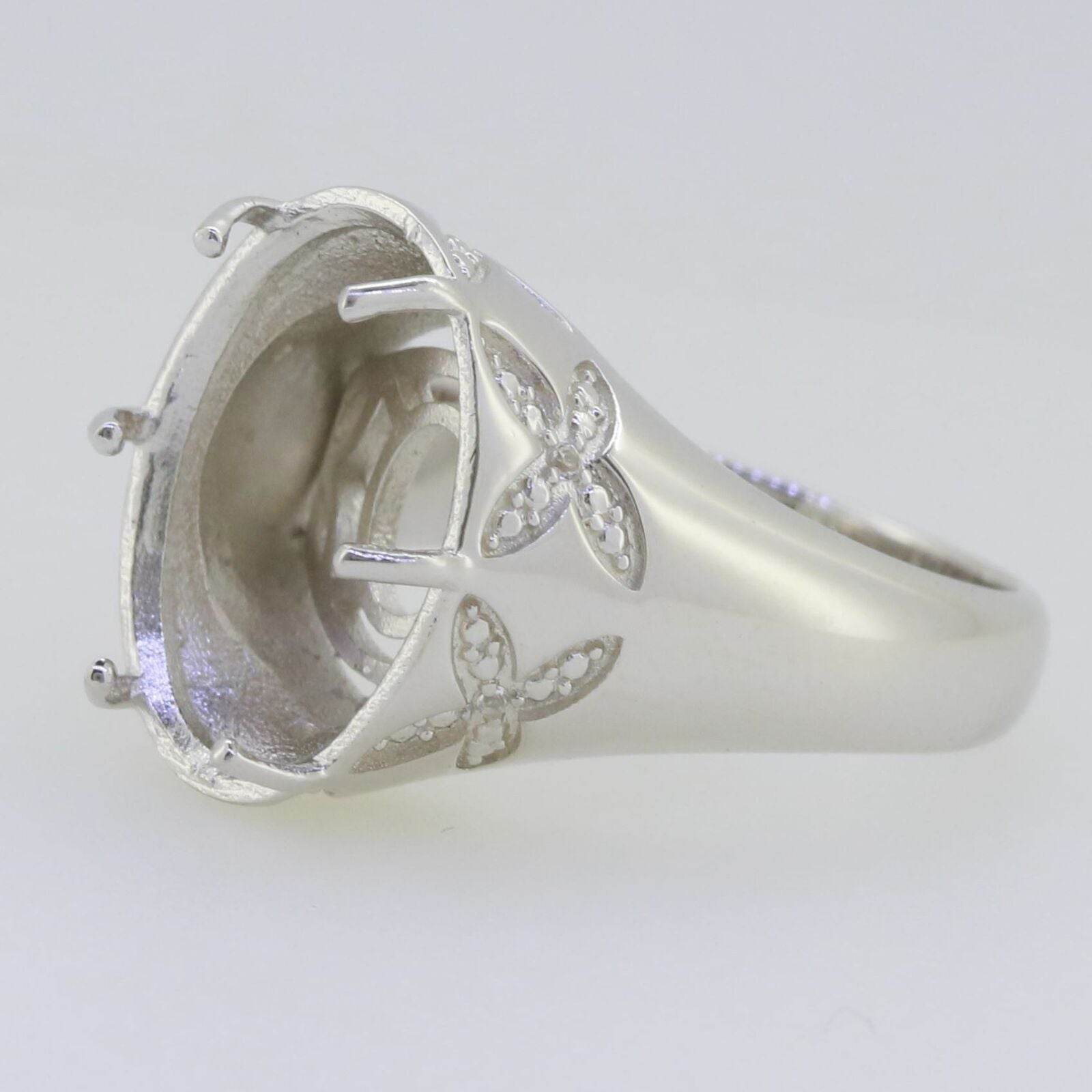 18K Gold Semi Mount Ring Setting Oval OV 16x12mm PJC15071 Diamond Accent Syzjewelry