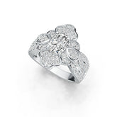 Sterling Silver Semi Mount Ring Setting Oval OV 8X6mm Flower Theme DHJ