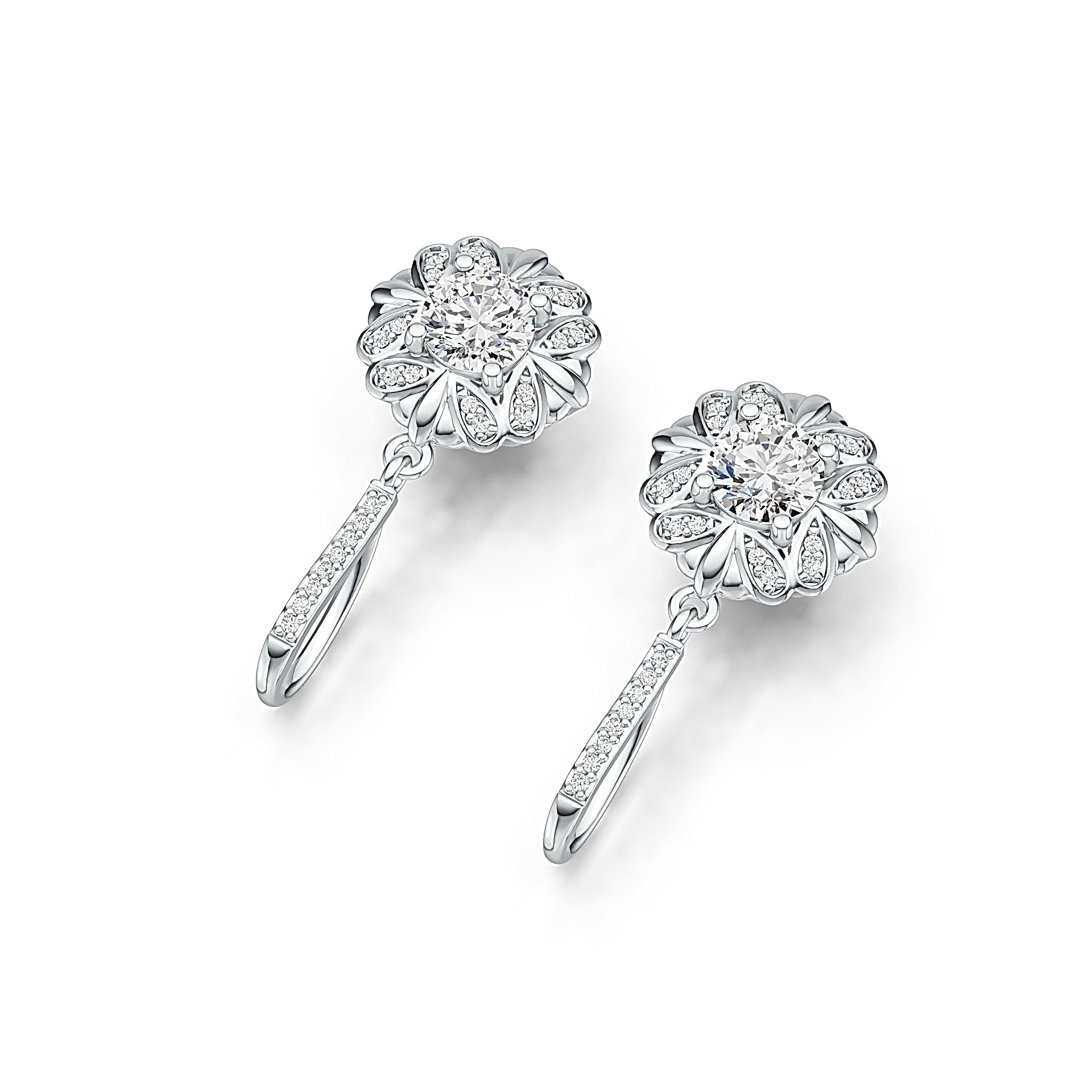 Platinum Semi Mount Earrings Setting Round RD 6x6mm Diamond Accent DHJ