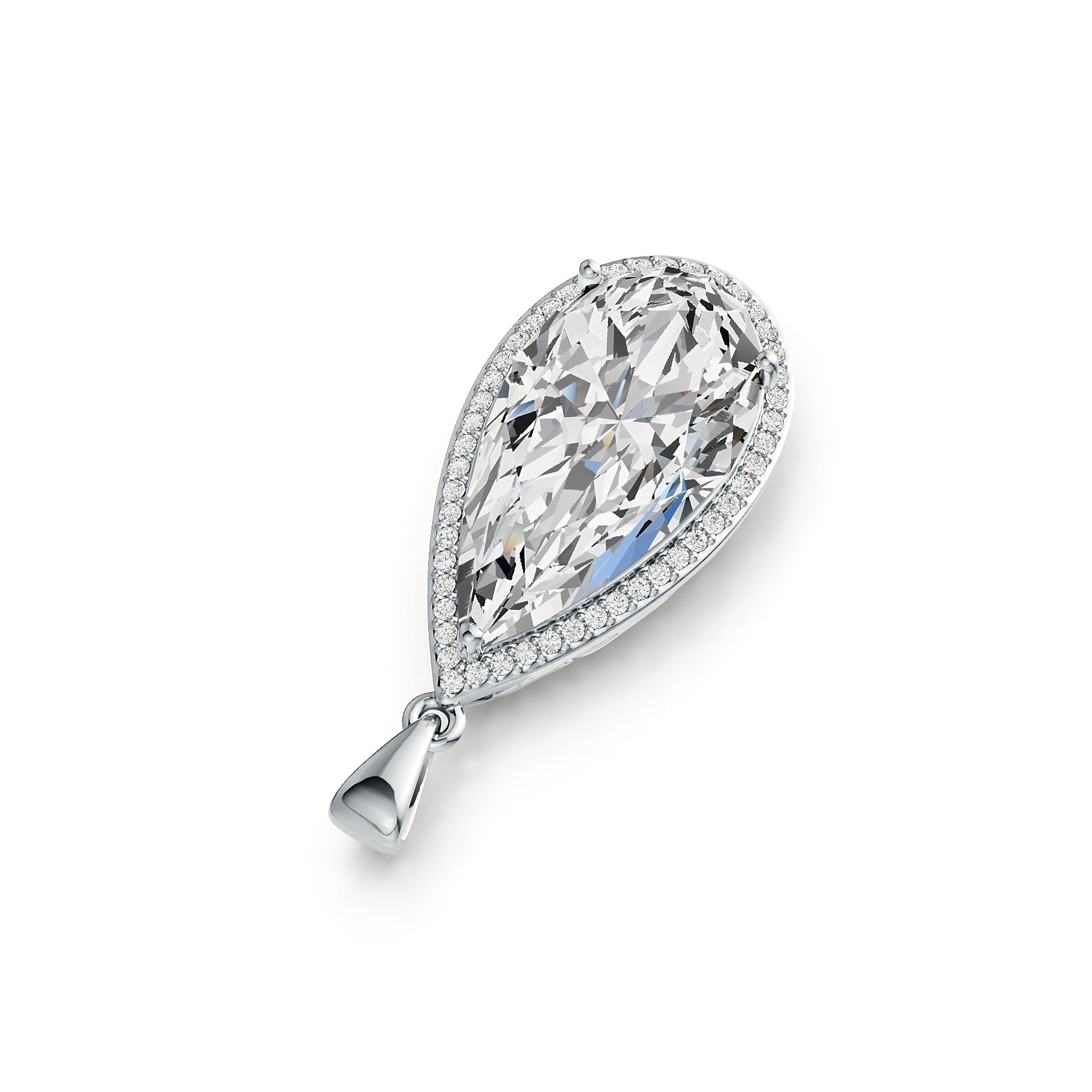 10K Gold Semi Mount Pendant Setting Pear PE 25X13mm Halo Moissanite Accent DHJ