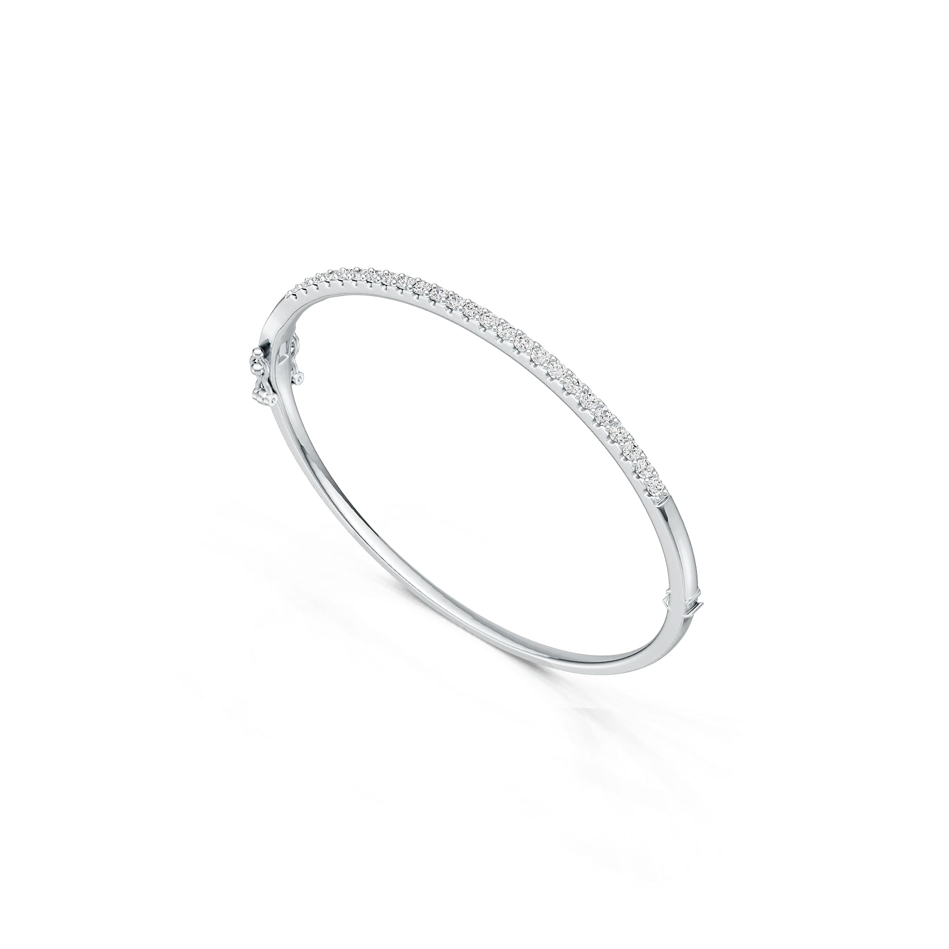 Sterling Silver Bangle Bracelet with White Topaz or Moissanite Syzjewelry