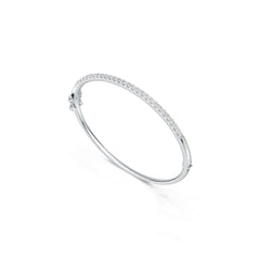 Sterling Silver Bangle Bracelet with White Topaz or Moissanite Syzjewelry