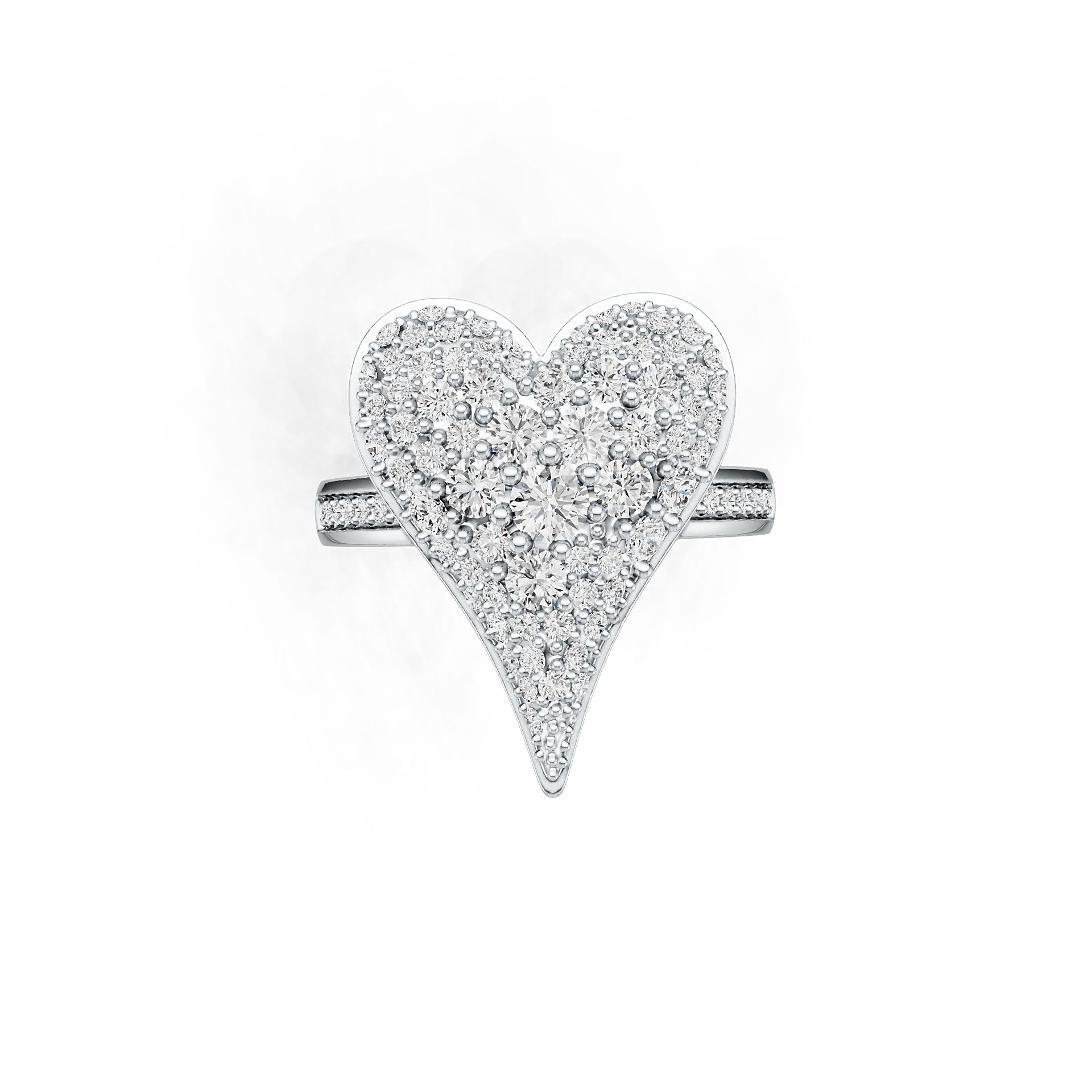 10K Gold Ring with White Topaz or Moissanite Heart Theme Moissanite Accent DHJ