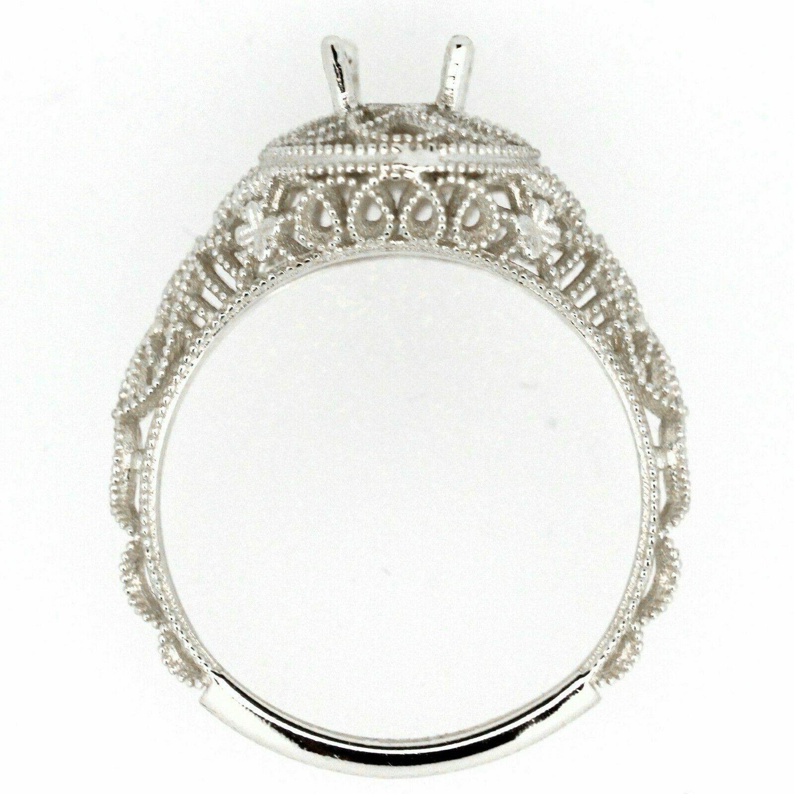 Art Deco Style Platinum Semi Mount Ring Setting Oval OV 6x4mm Syzjewelry