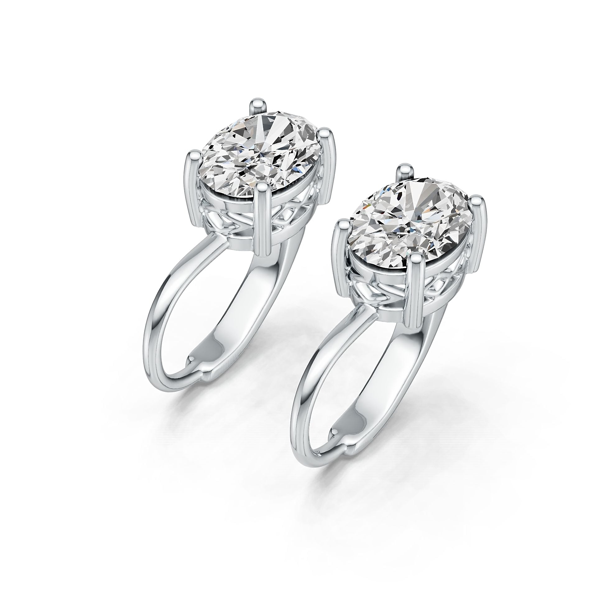 Sterling Silver Semi Mount Earrings Setting Oval OV 8X6mm Leverback DHJ