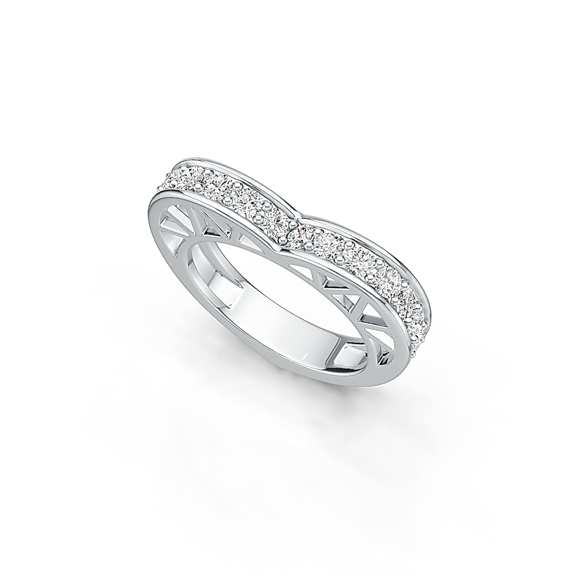 Sterling Silver Ring Heart Theme with White Topaz or Moissanite - Syzjewelry