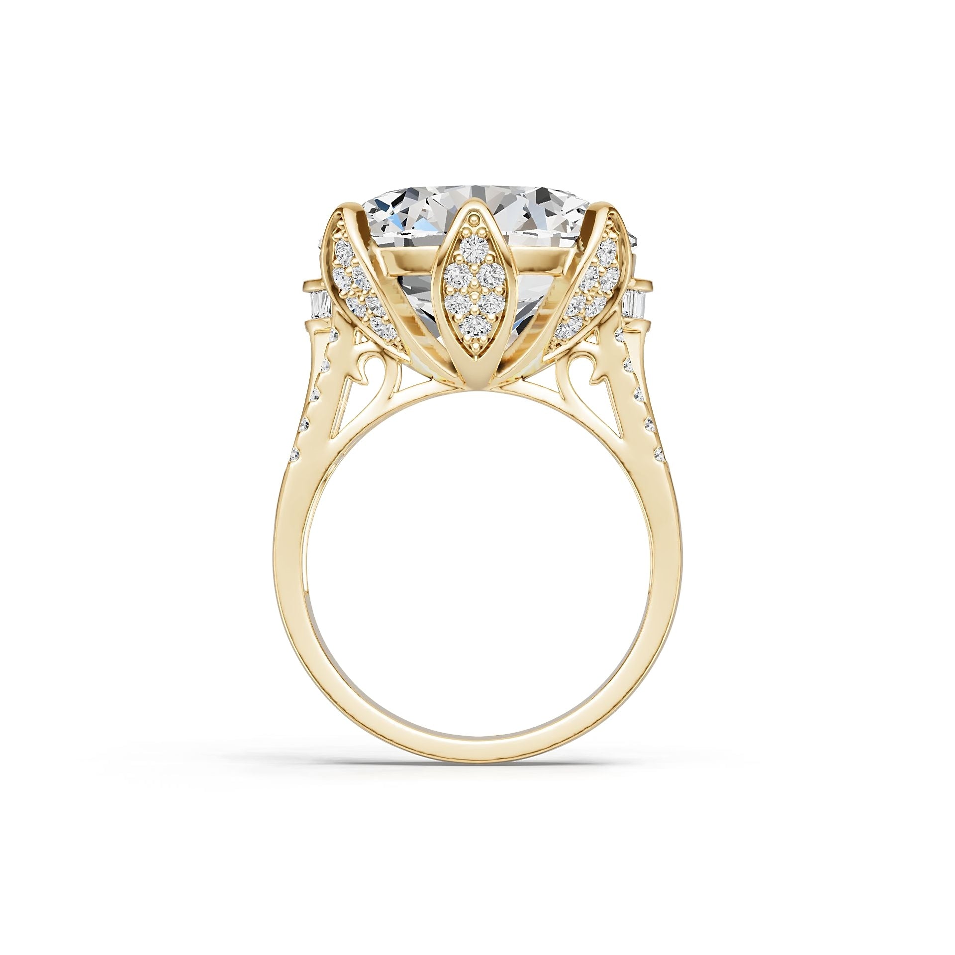 18K Gold Semi Mount Ring Setting Round Ro 1x1mm Diamond Accent Syz Jewelry