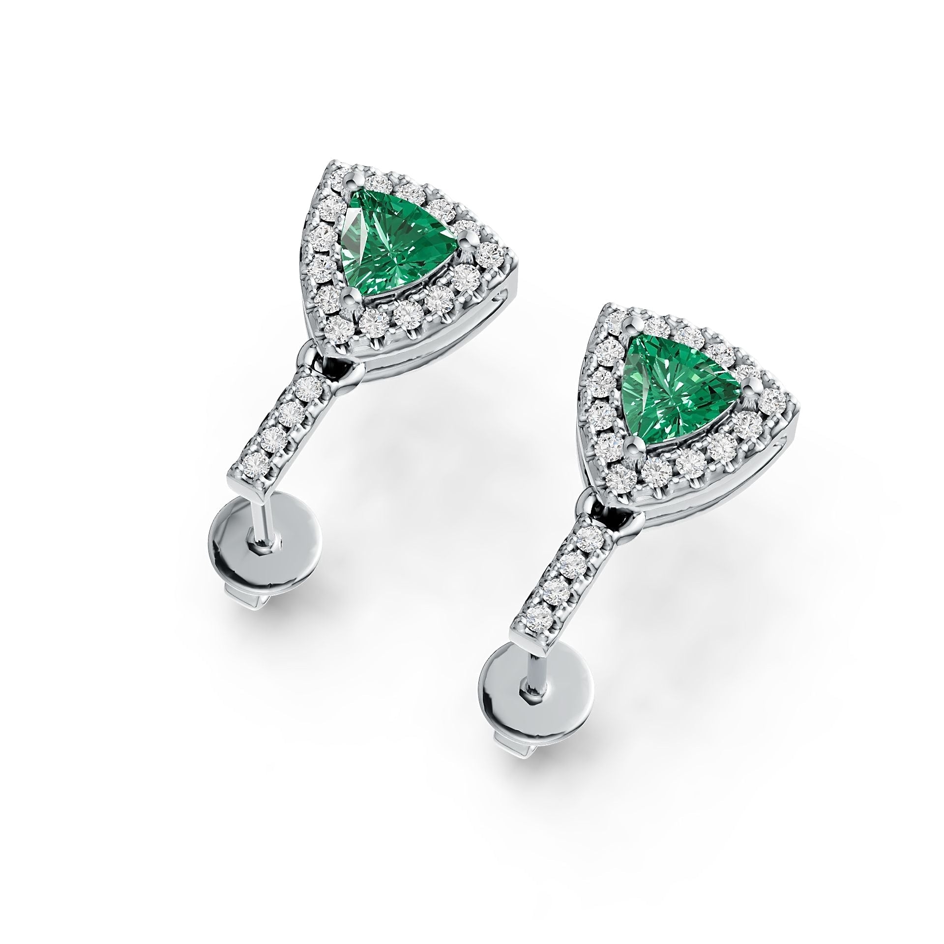 14K Gold Semi Mount Earrings Setting Trillion TL 4X4mm Diamond Accent DHJ